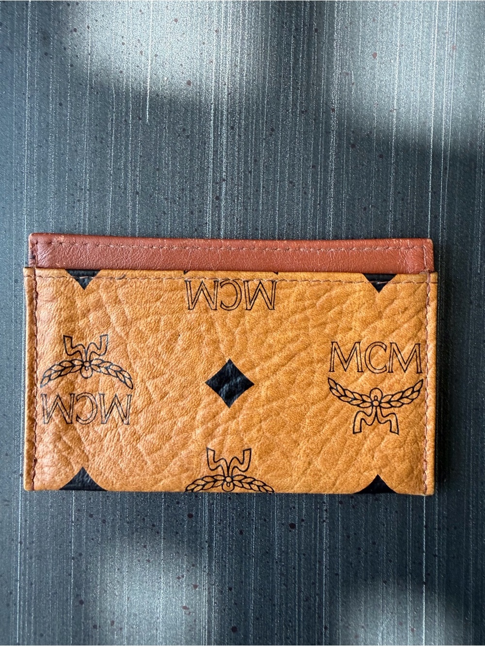 MCM Cognac & Brown Logo Monogram Card Holder
